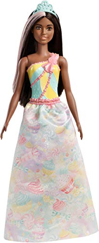 Barbie Dreamtopia Princess Doll, Approx 12-Inch Brunette with Pink Hairstreak Wearing Colorful Candy-Inspired Outfit and Tiara, for 3 to 7 Year Olds, Multi