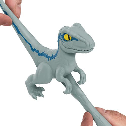 Heroes of Goo Jit Zu Jurassic World - Chomp Attack Stretch Blue Velociraptor Action Figure, Multicolor