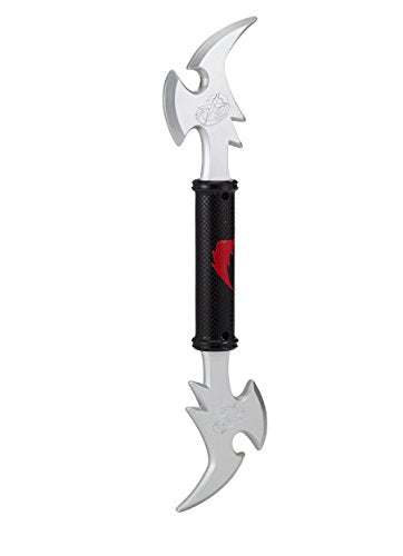 The Power Rangers Ninja Steel Training Gear – Double Dagger and Battle Axe by Power Rangers features double silver blades and a black handle with red accents, making it perfect for play or as training gear.