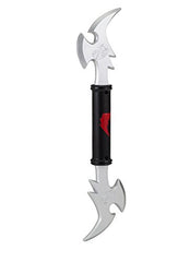 The Power Rangers Ninja Steel Training Gear – Double Dagger and Battle Axe by Power Rangers features double silver blades and a black handle with red accents, making it perfect for play or as training gear.