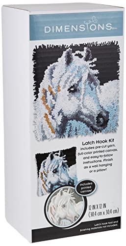 Dimensions Arts and Crafts White Horse Latch Hook Kit, 12''L x 12''H