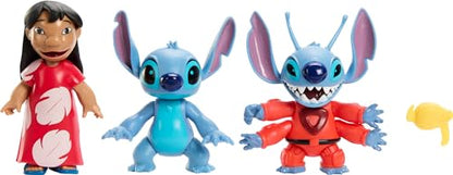 Mattel Disney Lilo and Stitch Finding Ohana Storytellers Pack of 3 Figures, Experiment 626, Lilo and Stitch, Posable Movie Toys