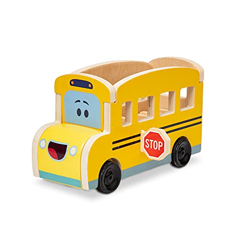 Melissa & Doug Blue's Clues & You! Wooden Pull-Back School Bus (9 Pieces)