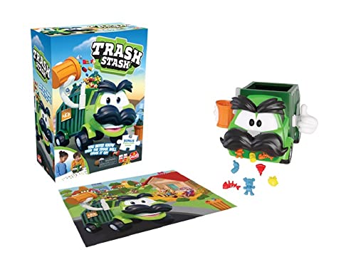 Goliath Trash Stash Game w/ 24pc Puzzle - Fill Trashcan, Watch It Dump Into Garbage Truck Or Truck Chucks It Up - Includes 24-Piece Puzzle