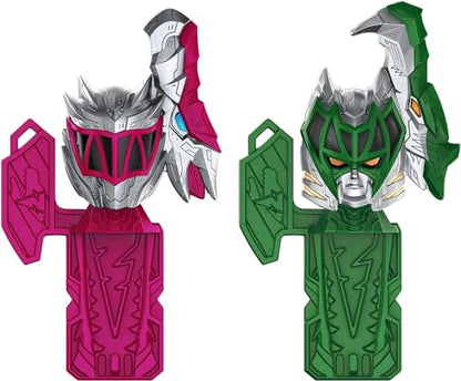 Power Rangers Dino Fury Pink Ankylo Hammer and Green Tiger Claw Zord Toys for Kids Ages 4 and Up Zord Link Mix-and-Match Custom Build System