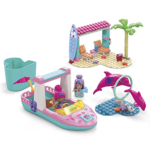 MEGA Barbie Color Reveal Building Toy Playset, Dolphin Exploration With 121 Pieces, 15 Surprises and Accessories, Kids Age 5+ Years
