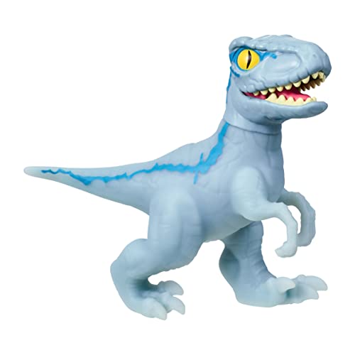 Heroes of Goo Jit Zu Jurassic World - Chomp Attack Stretch Blue Velociraptor Action Figure, Multicolor