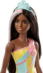 Barbie Dreamtopia Princess Doll, Approx 12-Inch Brunette with Pink Hairstreak Wearing Colorful Candy-Inspired Outfit and Tiara, for 3 to 7 Year Olds, Multi