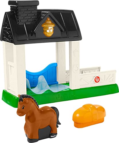 Fisher-Price Little People Toddler Playset Stable with Horse Figure Plus Light and Sounds for Pretend Play Ages 1+ Years