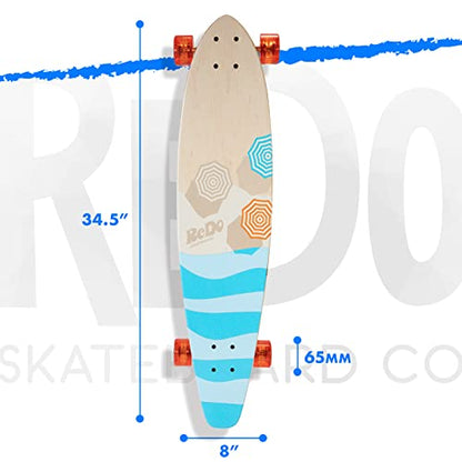 ReDo Skateboard Co. ReDo Skateboard 34.5" x 8" Longboard San Diego Umbrellas Complete Skateboard for Boys Girls Kids Teens