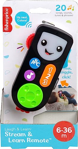 Fisher-Price Baby & Toddler Toy Laugh & Learn Stream & Learn Remote Pretend TV Control with Music & Lights for Infants Ages 6+ Months