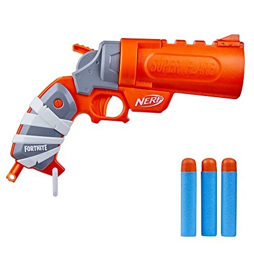 NERF Fortnite Flare Dart Blaster, Break-Open Dart Loading, Includes 3 Mega Darts That Whistle Through The Air, Pull-Down Priming Handle