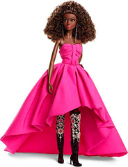 Barbie - Fuchsia Long Dress Doll in Taffeta with Sweetheart Neckline with Pleats and Gathering Details, Matching Belt and a Wide Train, Adult Toy, HBX96