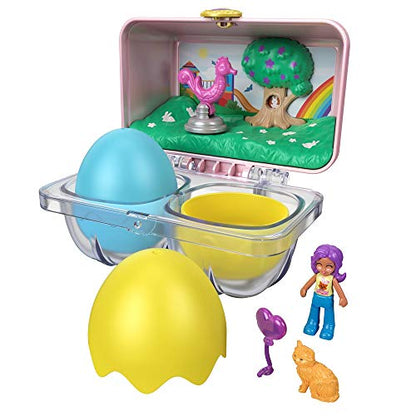 Polly Pocket Mystery Surprise Egg Carton - Pink Rainbow Playground Theme, Pink, Blue, Yellow