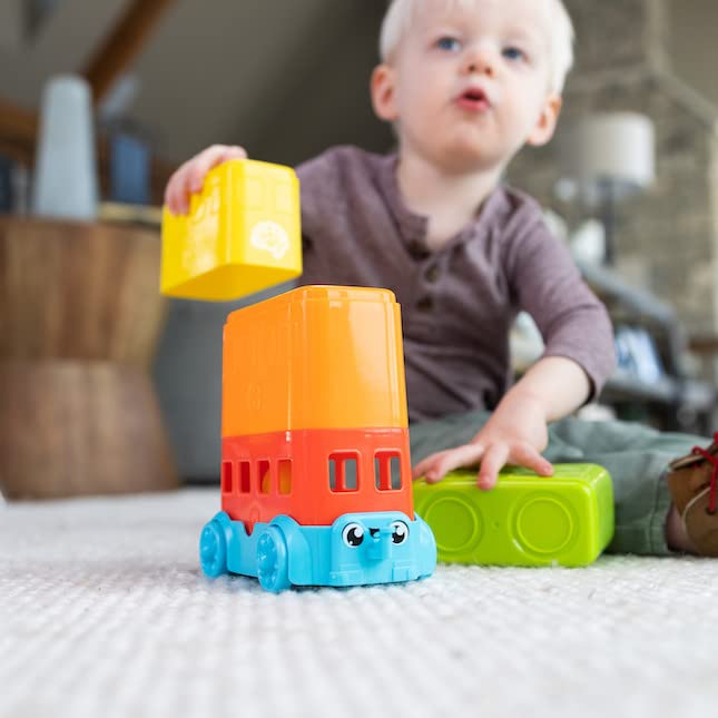 Fat Brain Toys Egg Stacker Bus - Pretend Play Stacking Toy for Toddlers, 12 Months+