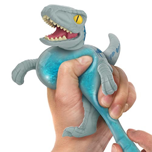 Heroes of Goo Jit Zu Jurassic World - Chomp Attack Stretch Blue Velociraptor Action Figure, Multicolor