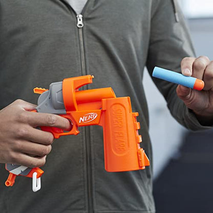 NERF Fortnite Flare Dart Blaster, Break-Open Dart Loading, Includes 3 Mega Darts That Whistle Through The Air, Pull-Down Priming Handle