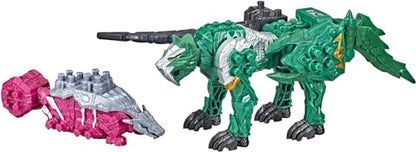 Power Rangers Dino Fury Pink Ankylo Hammer and Green Tiger Claw Zord Toys for Kids Ages 4 and Up Zord Link Mix-and-Match Custom Build System