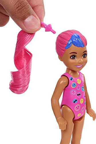 Barbie Color Reveal Small Doll & Accessories, Neon Tie-Dye Series, 6 Surprises, 1 Chelsea Doll (Styles May Vary)