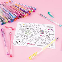 3C4G:Gel Pens - w/ 2 Color-in Snack Themed Sticker Sheets, 30 Different Vibrant Colors, Writing & Drawing, Three Cheers for Girls, Ages 6+