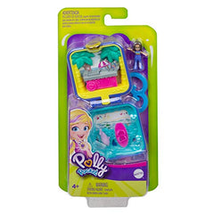 Polly Pocket Shani Tropical Beach Compact with Mobile Ice Cream Cart, Surfboard, Dolphin Figure, Photo Customization, Micro Shani Doll & Sticker Sheet; for Ages 4 Years Old & Up