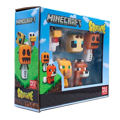 Minecraft SquishMe Series 3 Collectors Box 5-Pack: Stress Relief Toy, Party Favor & Fidget Toys for Kids - Entire Series 3 Set w/ Minecraft Figures, and Animals Squishies