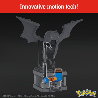 Mega Pokémon Building Toys Set Mini Motion Golbat with 313 Pieces, Wing Flapping Motion, 5 Inches Tall, for Adult Collectors