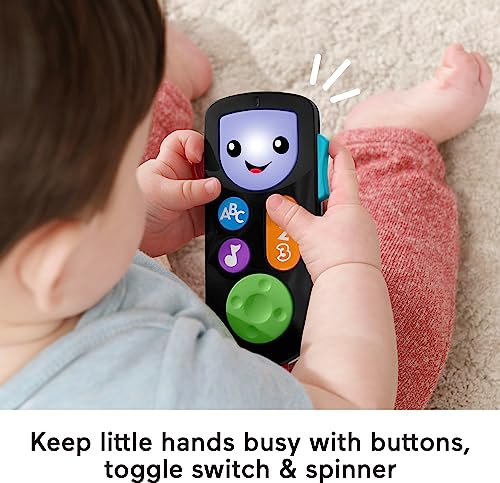 Fisher-Price Baby & Toddler Toy Laugh & Learn Stream & Learn Remote Pretend TV Control with Music & Lights for Infants Ages 6+ Months