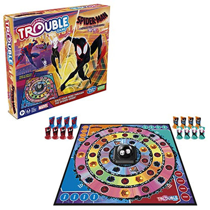 Hasbro Gaming Trouble: The Spider-Verse Edition for Marvel Fans, Ages 8+, Game for 2-4 Players, with Rotating Board