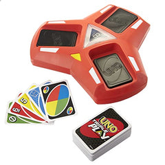 UNO Triple Play Card Game with Card-Holder Unit with Lights & Sounds & 112 Cards, Kid, Teen & Adult Game Night Gift Ages 7 Years & Older - HCC21