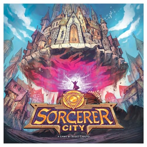 Sorcerer City Board Game | Tile Laying and Deck Building Strategy Game of Wizard Architects, for Teens and Adults, 1-6 Players