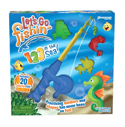 Pressman Let’s Go Fishin’ 123 in The Sea! - Practice Counting, Shapes, and Colors Game - Ages 4 and Up, 1-4 Players