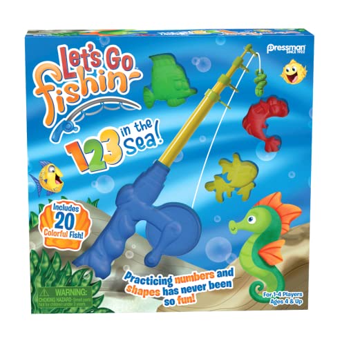 Pressman Let’s Go Fishin’ 123 in The Sea! - Practice Counting, Shapes, and Colors Game - Ages 4 and Up, 1-4 Players