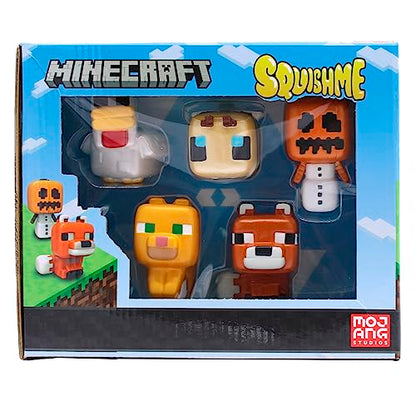 Minecraft SquishMe Series 3 Collectors Box 5-Pack: Stress Relief Toy, Party Favor & Fidget Toys for Kids - Entire Series 3 Set w/ Minecraft Figures, and Animals Squishies