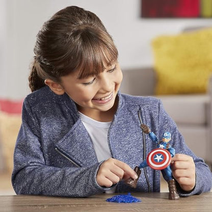 Avengers Marvel Bend and Flex Action Figure Toy, 6-Inch Flexible Captain America Figure, Includes Blast Accessory, for Kids Ages 4 and Up