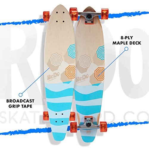 ReDo Skateboard Co. ReDo Skateboard 34.5" x 8" Longboard San Diego Umbrellas Complete Skateboard for Boys Girls Kids Teens