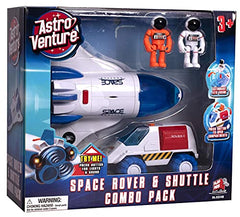 ASTRO VENTURE Space Playset - Toy Space Shuttle & Space Rover with Lights and Sound & 2 Astronaut Figurine Gift Toys for Boys and Girls