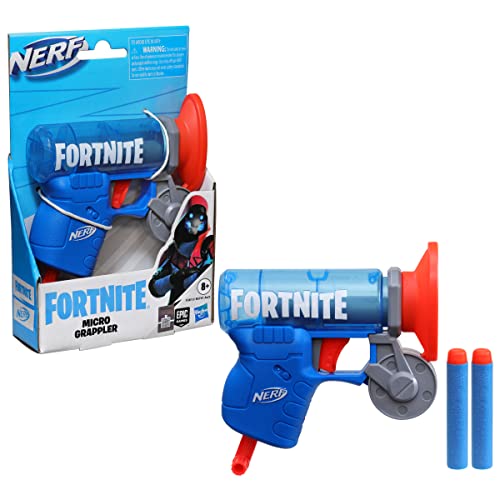 Nerf Fortnite MicroShots Micro Grappler Mini Dart-Firing Blaster, Fortnite Grappler Equipment Design, Includes 2 Official Nerf Elite Darts