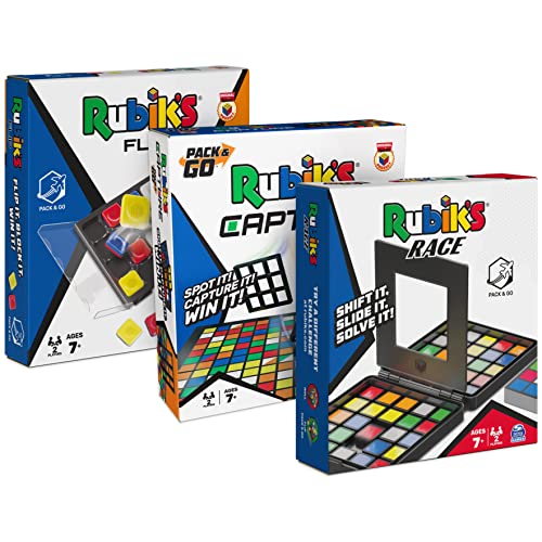 Rubik's Roll, 5-in-1 Dice Games Pack & Go Travel Size Multiplayer Colorful Road Trip Board Game
