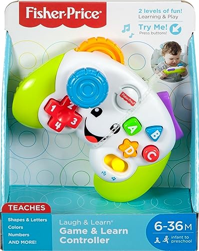 Fisher-Price Laugh & Learn Baby & Toddler Toy, Game & Learn Controller Pretend Video Game with Music & Lights for Ages 6+ Months