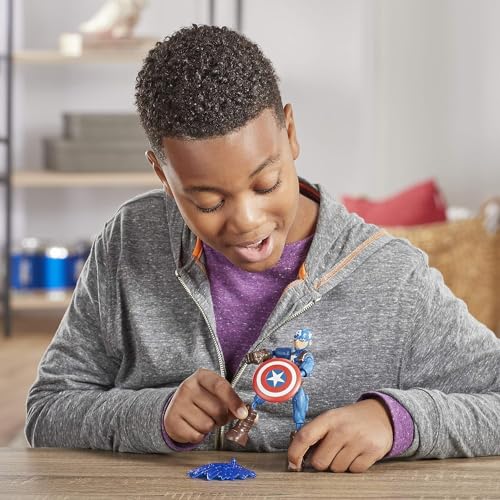 Avengers Marvel Bend and Flex Action Figure Toy, 6-Inch Flexible Captain America Figure, Includes Blast Accessory, for Kids Ages 4 and Up