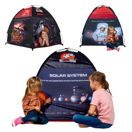 My Space Safari Space Tent for Kids Tent Indoor & Outdoor, Interactive Kids Play Tent w/Rocket Launch Button & Solar System for Play & Sleep Tent for Girls & Boys, Space Gifts for Kids