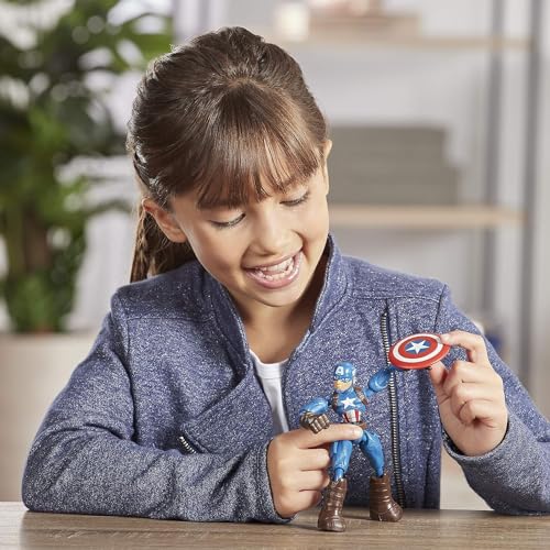 Avengers Marvel Bend and Flex Action Figure Toy, 6-Inch Flexible Captain America Figure, Includes Blast Accessory, for Kids Ages 4 and Up