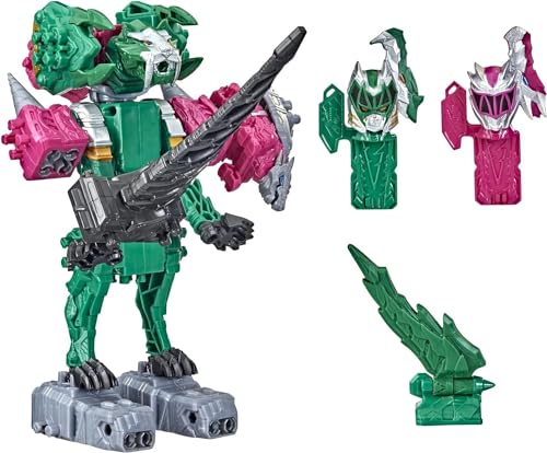 Power Rangers Dino Fury Pink Ankylo Hammer and Green Tiger Claw Zord Toys for Kids Ages 4 and Up Zord Link Mix-and-Match Custom Build System