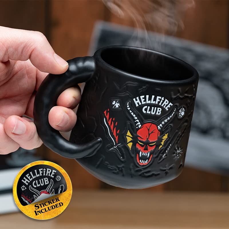 Paladone Stranger Things Hawkins High Hellfire Club Demon Embossed Ceramic Coffee Mug 400ml | Officially Licensed Horror Movie Merchandise