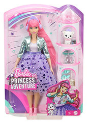 Barbie Princess Adventure Daisy Doll in Princess Fashion (12-inch Curvy) with Pink Hair, Pet Kitten, Tiara, 2 Pairs of Shoes and Accessories, for 3 to 7 Year Olds
