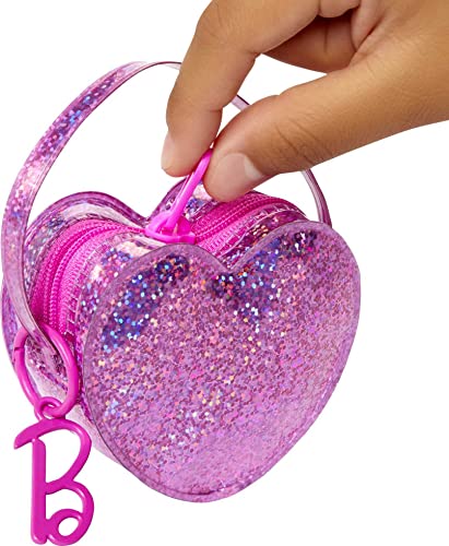 Barbie Clothes Set, Birthday-Themed with Dress, 5 Acessories & Zippered Doll-Sized Heart-Shaped Bag with Clip-On Ring