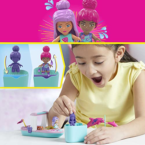 MEGA Barbie Color Reveal Building Toy Playset, Dolphin Exploration With 121 Pieces, 15 Surprises and Accessories, Kids Age 5+ Years