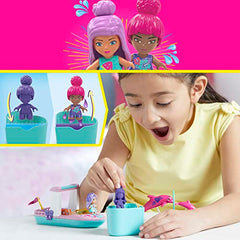 MEGA Barbie Color Reveal Building Toy Playset, Dolphin Exploration With 121 Pieces, 15 Surprises and Accessories, Kids Age 5+ Years