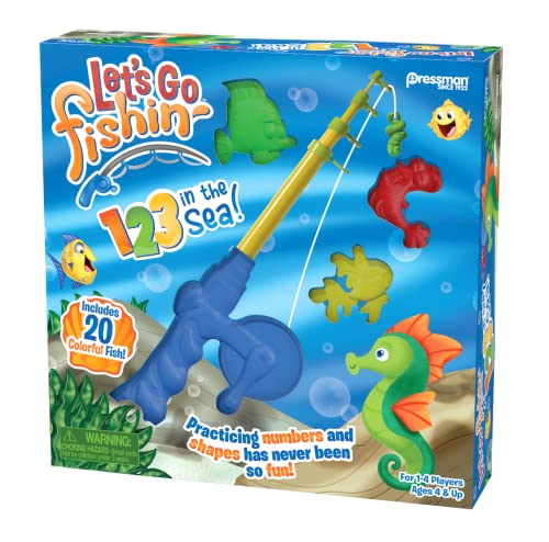 Pressman Let’s Go Fishin’ 123 in The Sea! - Practice Counting, Shapes, and Colors Game - Ages 4 and Up, 1-4 Players